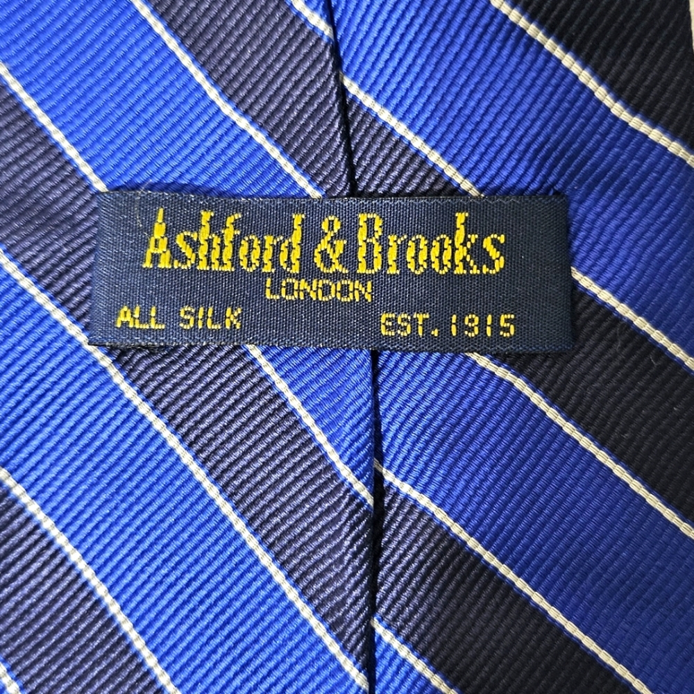 Ashford & Brooks - London Men's Tie - Blue on Blue Stripes